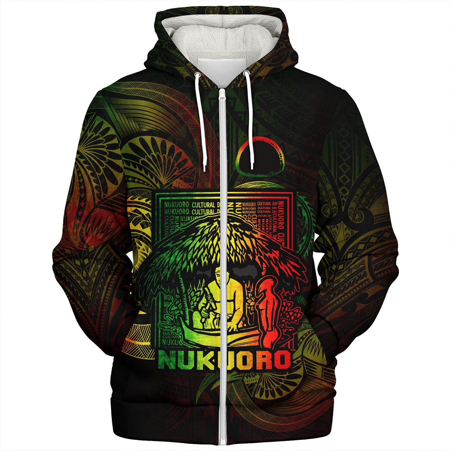 Federated States Of Micronesia Sherpa Hoodie Custom Nukuoro Atoll Cultural Tribal Pattern