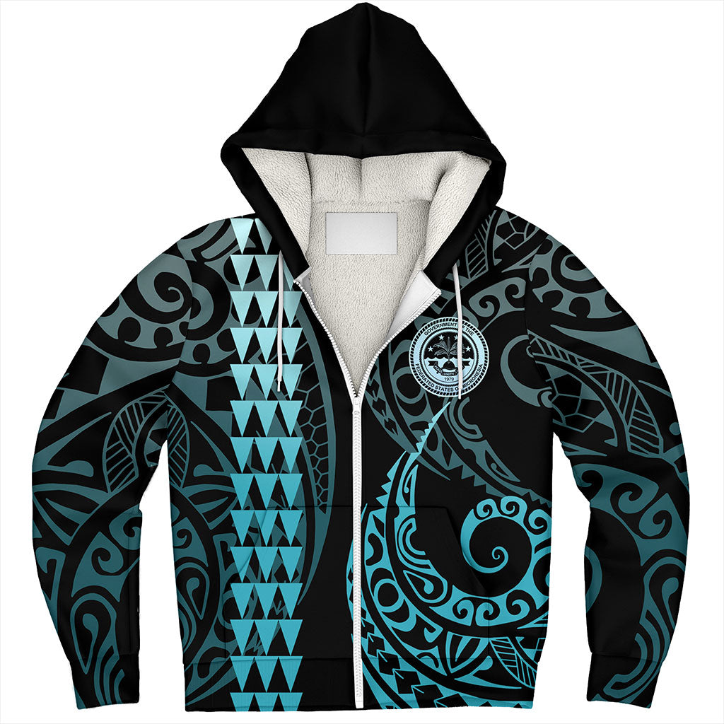 Federated States Of Micronesia Sherpa Hoodie Kakau Style Ver.1