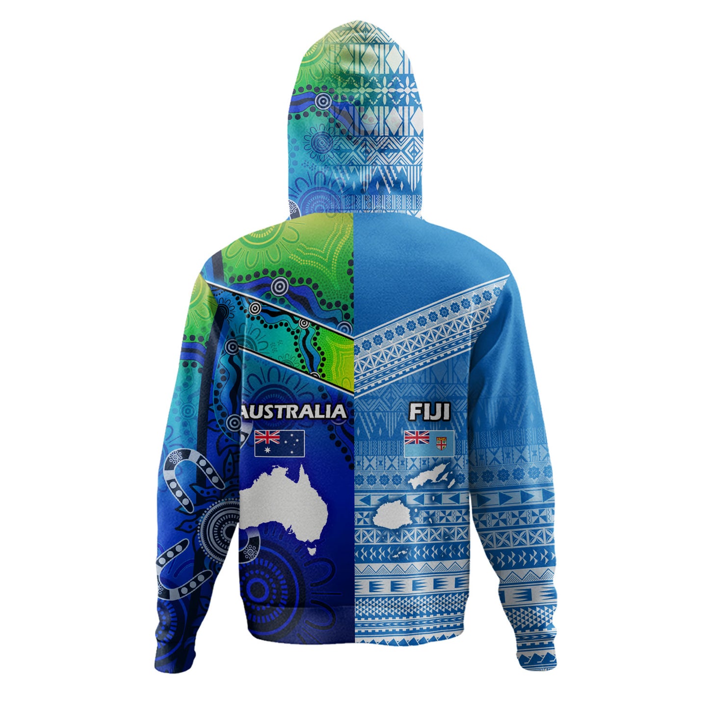 Fiji And Australia Custom Personalised Hoodie Fijian Tapa With Australia Aboriginal Style