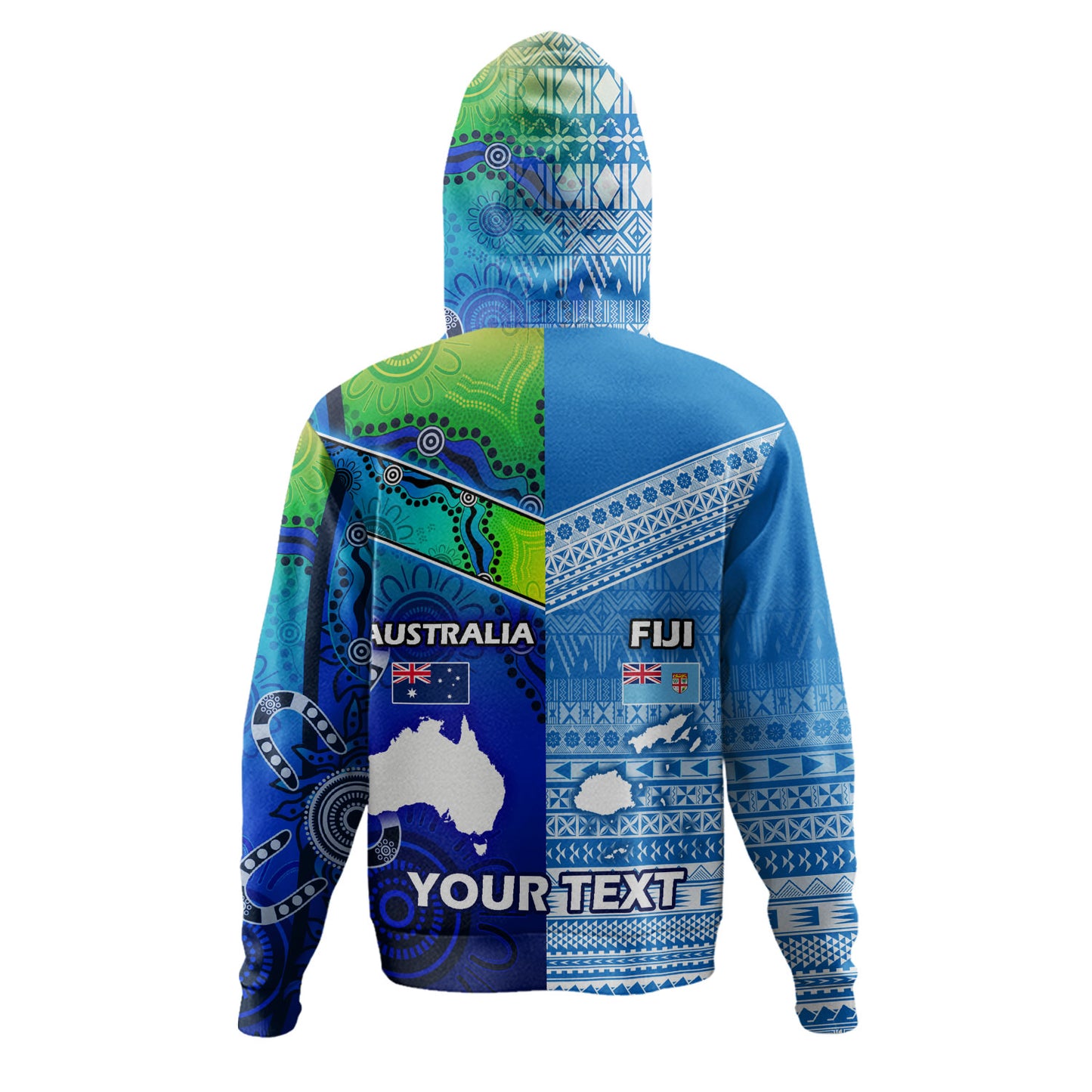 Fiji And Australia Custom Personalised Hoodie Fijian Tapa With Australia Aboriginal Style