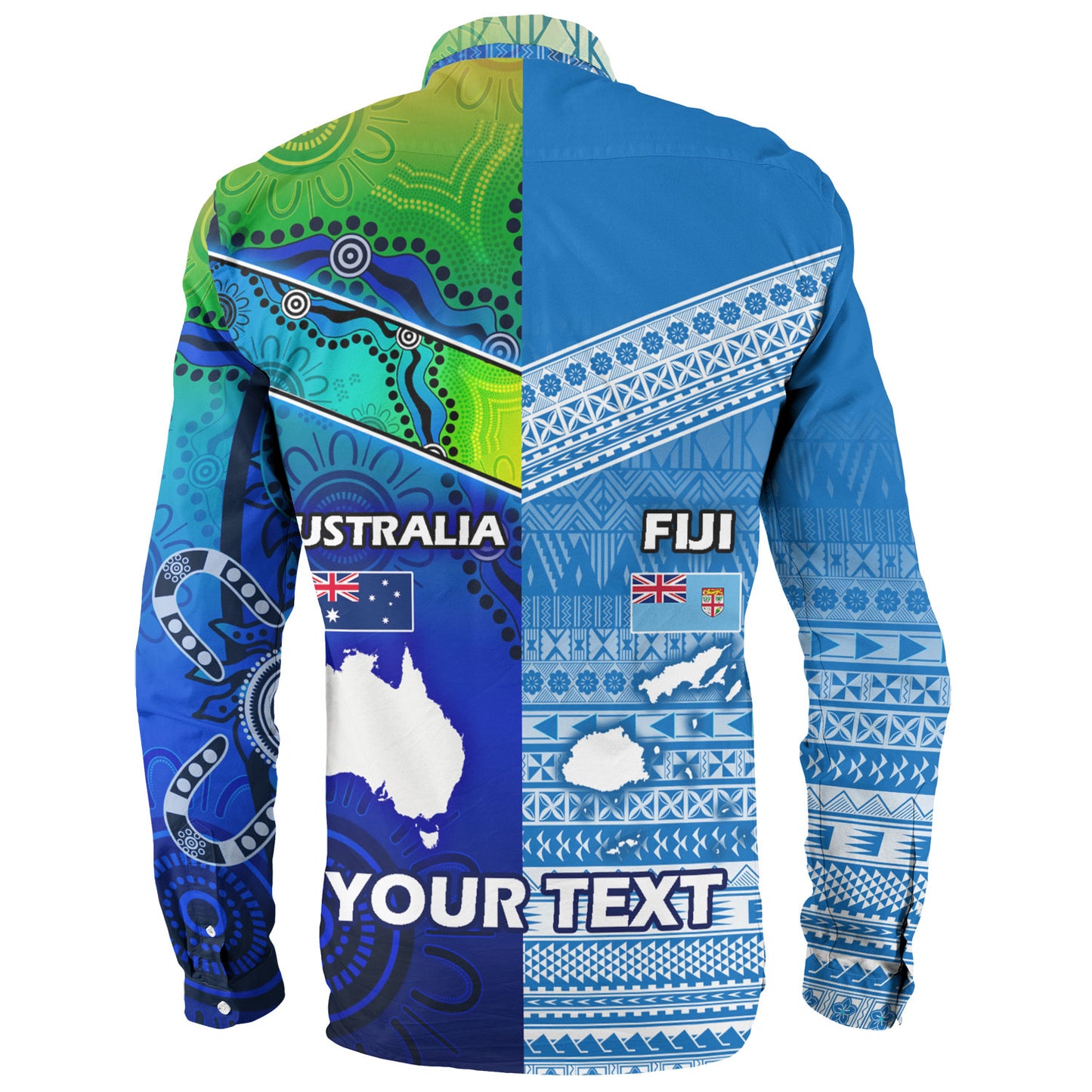Fiji And Australia Custom Personalised Long Sleeve Shirt Fijian Tapa With Australia Aboriginal Style
