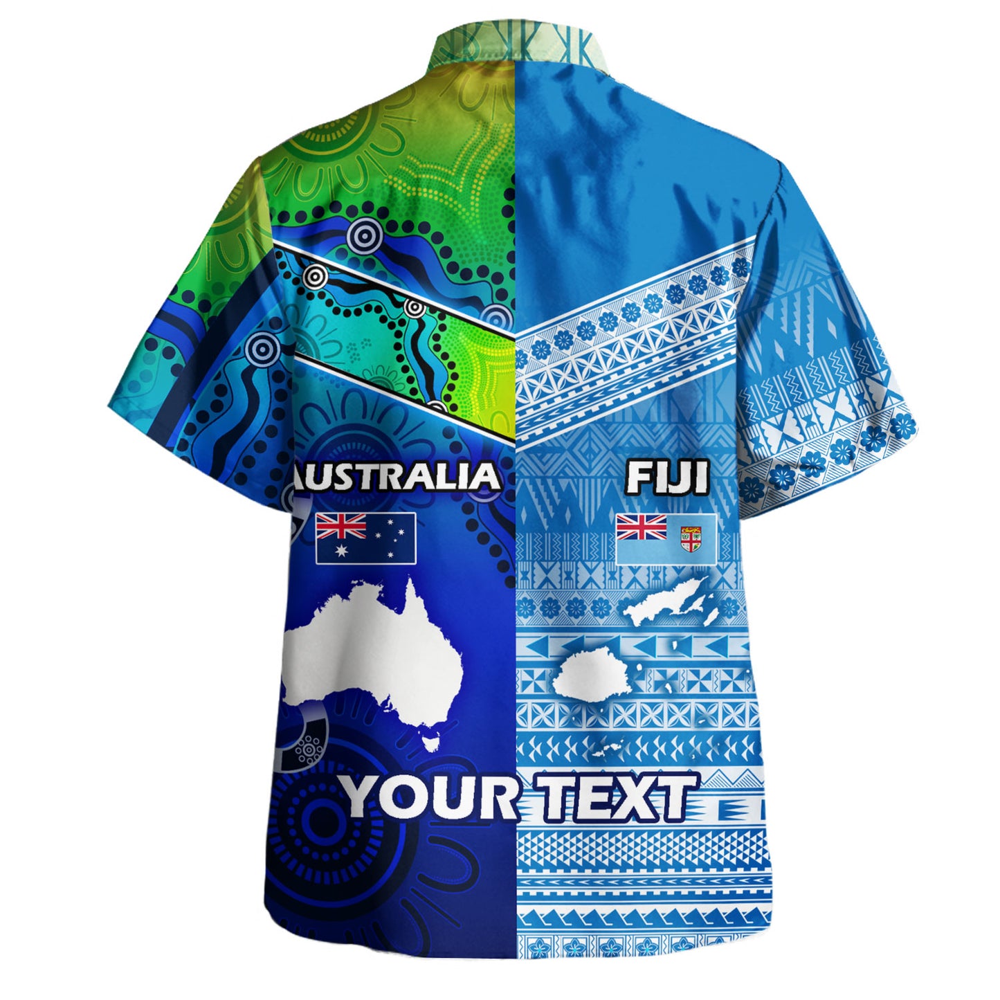 Fiji And Australia Custom Personalised Hawaiian Shirt Fijian Tapa With Australia Aboriginal Style