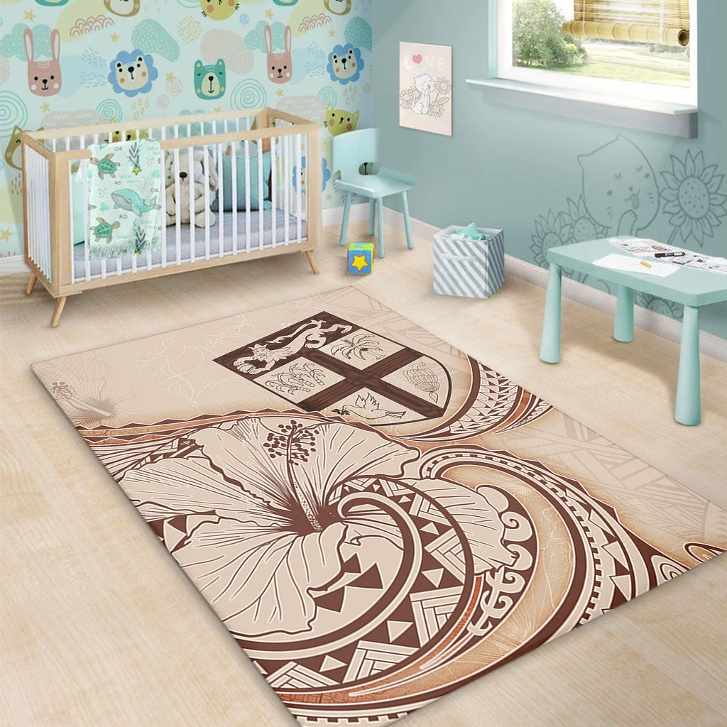 Fiji Area Rug Hibiscus Flower Vintage Style