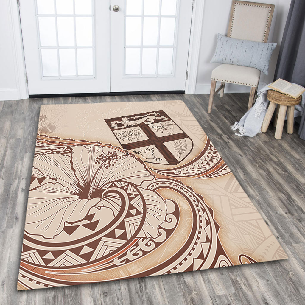 Fiji Area Rug Hibiscus Flower Vintage Style