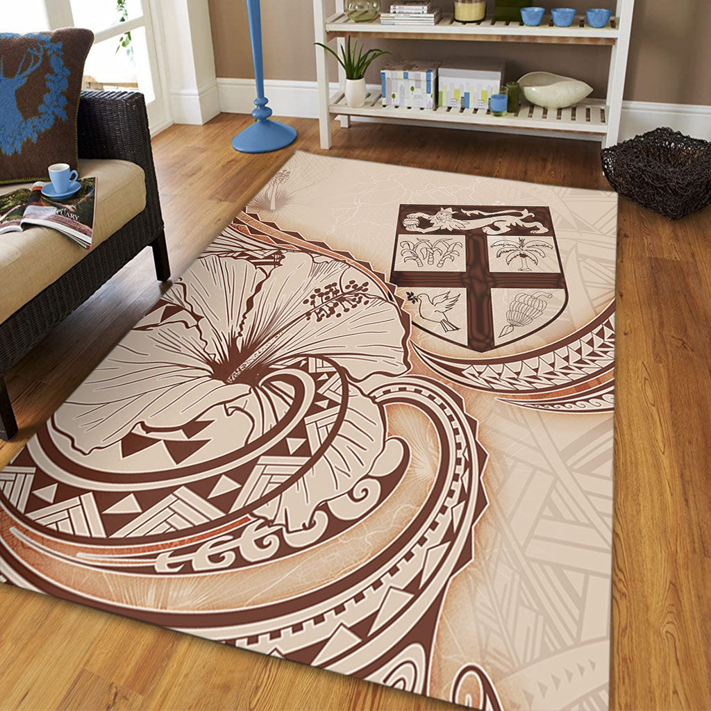 Fiji Area Rug Hibiscus Flower Vintage Style