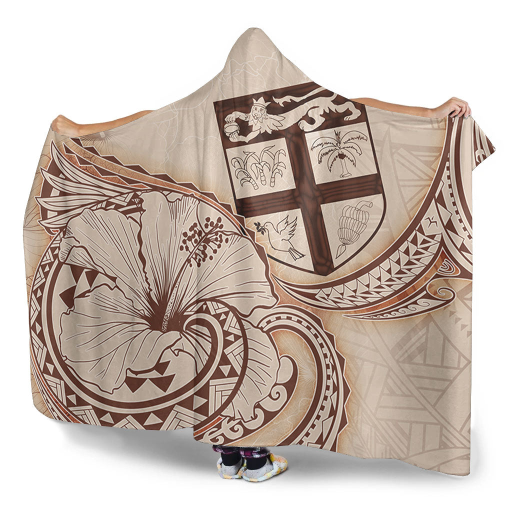 Fiji Hooded Blanket Hibiscus Flower Vintage Style