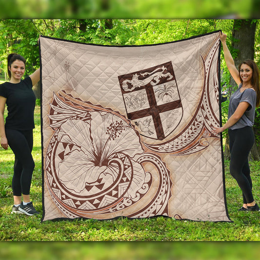 Fiji Premium Quilt Hibiscus Flower Vintage Style