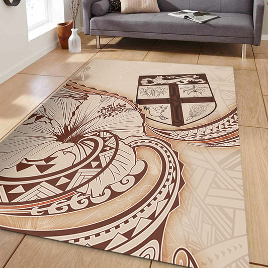 Fiji Area Rug Hibiscus Flower Vintage Style