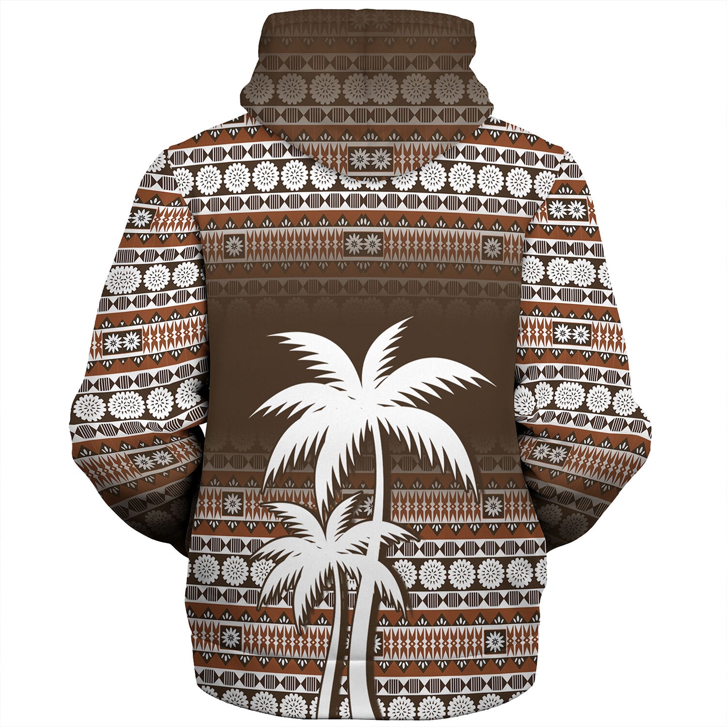Fiji Sherpa Hoodie Custom Bula Fiji Masi Brown Patterns