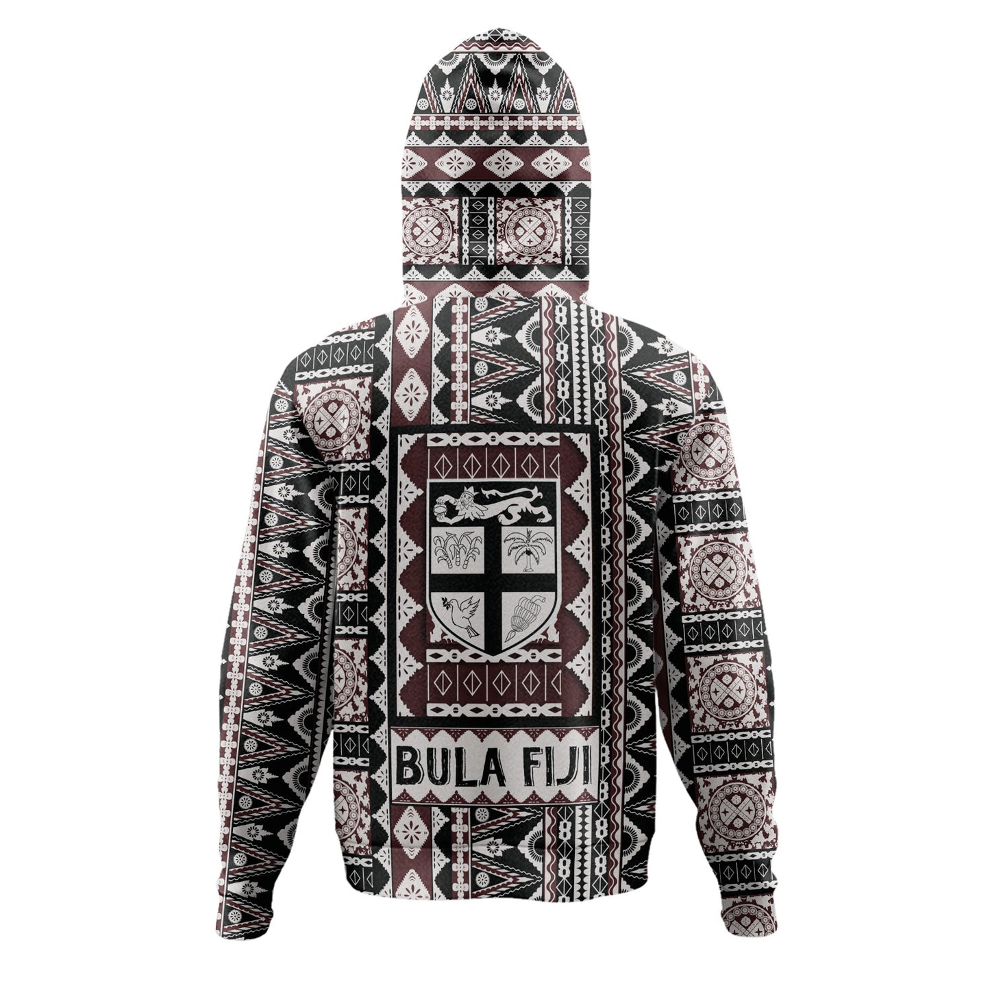 Fiji Hoodie Bula Fiji Masi Motif Brown Color Design