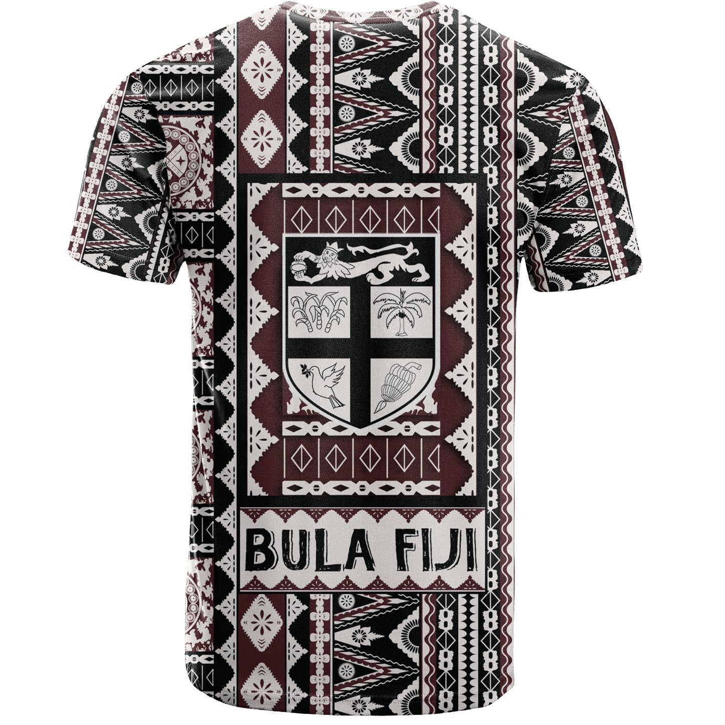 Fiji T-Shirt Bula Fiji Masi Motif Brown Color Design