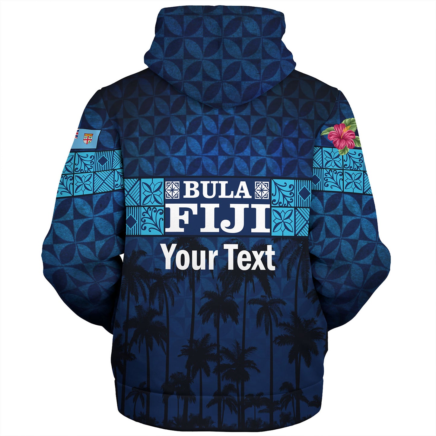 Fiji Sherpa Hoodie - Custom Bula Fiji Masi Palm Tree Design