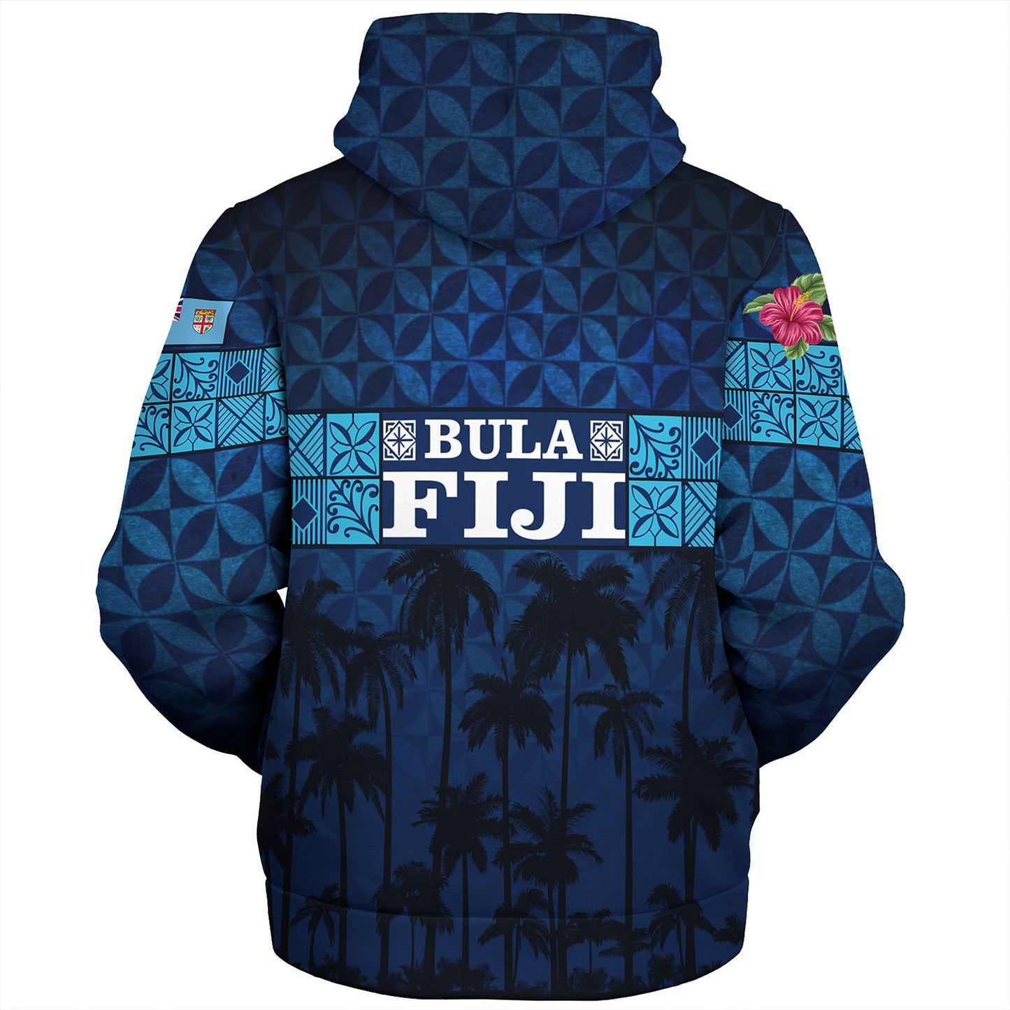 Fiji Sherpa Hoodie - Custom Bula Fiji Masi Palm Tree Design