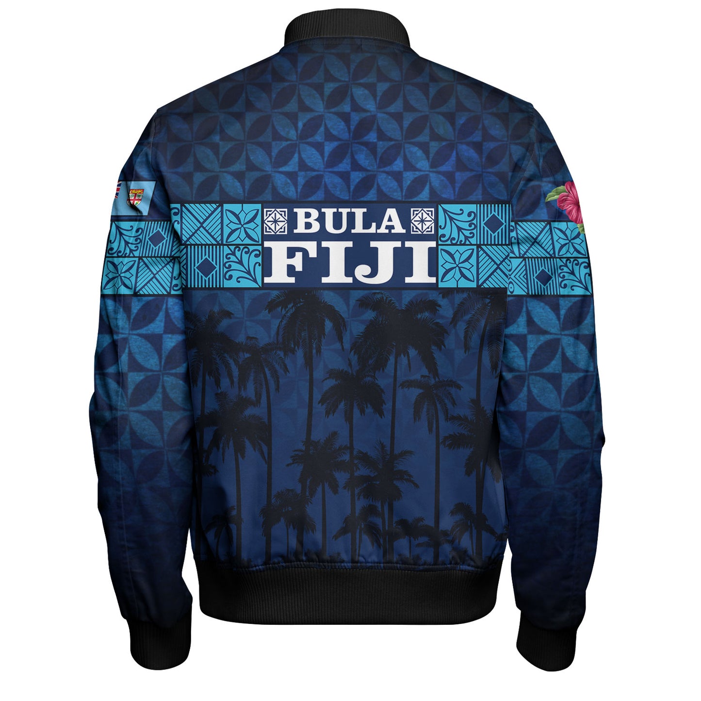 Fiji Bomber Jacket - Custom Bula Fiji Masi Palm Tree Design