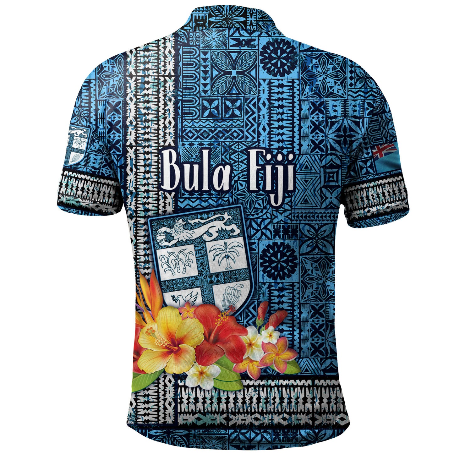 Fiji Polo Shirt Bula Fiji Masi Tropical Flowers Special Design