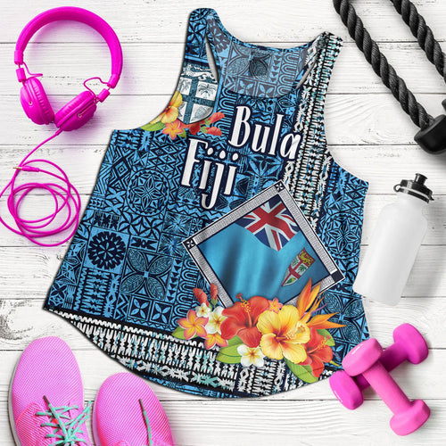 Fiji Women Tank Bula Fiji Masi Tropical Flowers Special Design