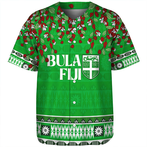 Fiji Baseball Shirt Bula Fiji Masi With Tagimaucia Flowers