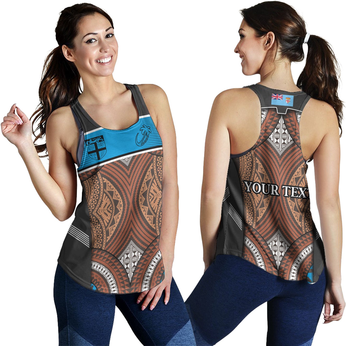 Fiji Women Tank Custom Bula Fiji Rugby Tapa Design
