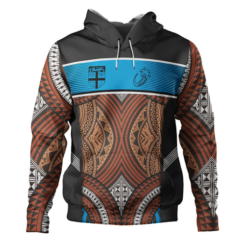 Fiji Hoodie Custom Bula Fiji Rugby Tapa Design