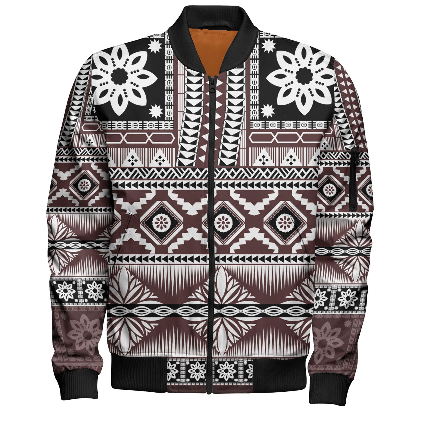 Fiji Bomber Jacket Bula Fijian Masi Tapa Vintage Style