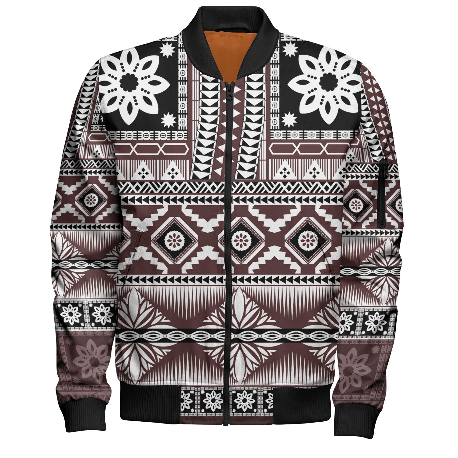 Fiji Bomber Jacket Bula Fijian Masi Tapa Vintage Style
