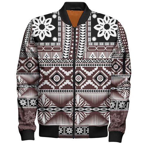 Fiji Bomber Jacket Bula Fijian Masi Tapa Vintage Style