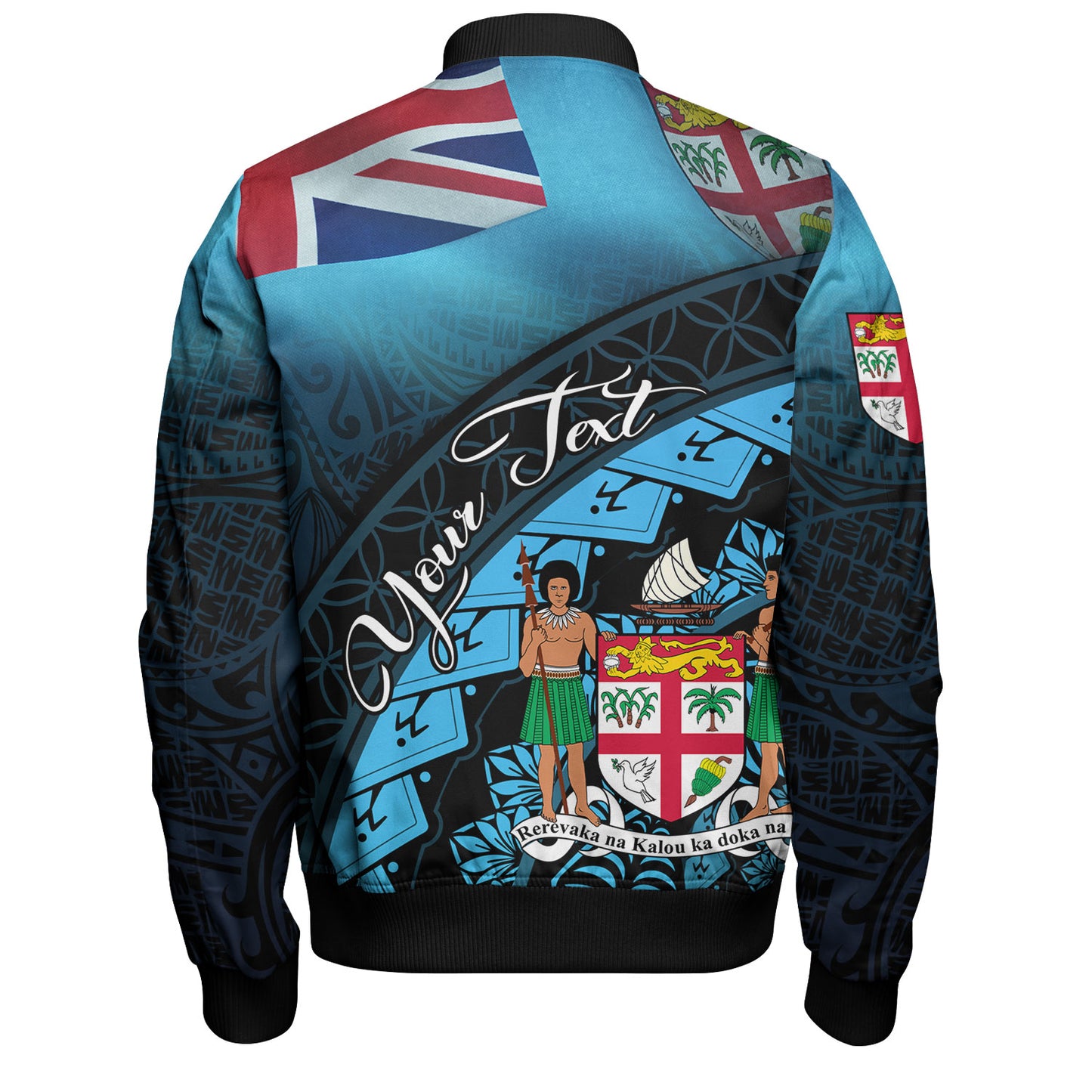 Fiji Custom Personalised Bomber Jacket Bula Si'a Fijian Flag Tapa Patterns Style