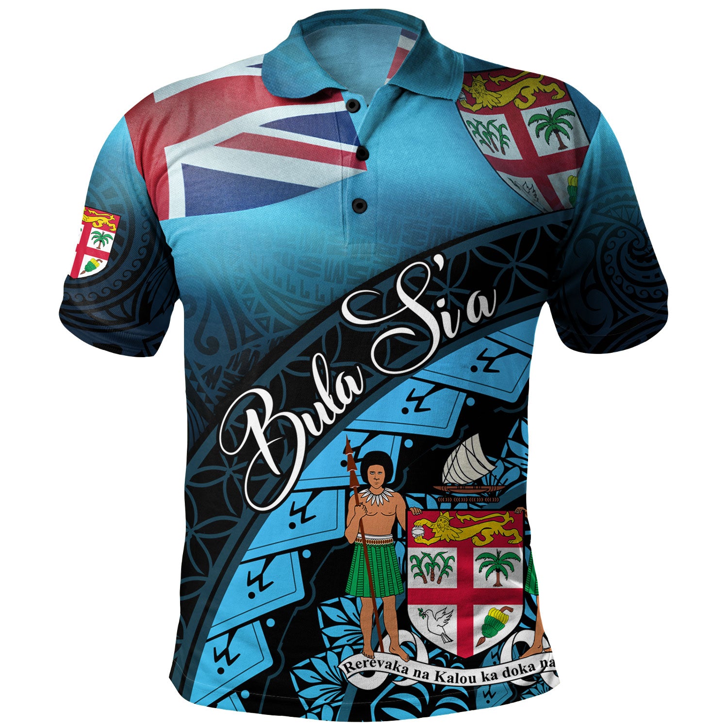 Fiji Custom Personalised Polo Shirt Bula Si'a Fijian Flag Tapa Patterns Style