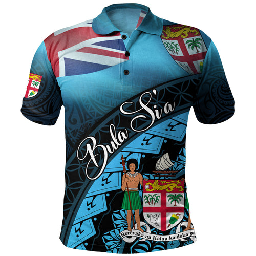 Fiji Custom Personalised Polo Shirt Bula Si'a Fijian Flag Tapa Patterns Style