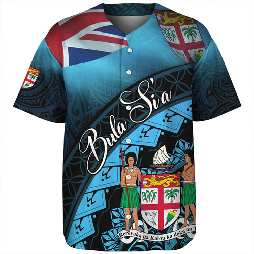 Fiji Custom Personalised Baseball Shirt Bula Si'a Fijian Flag Tapa Patterns Style