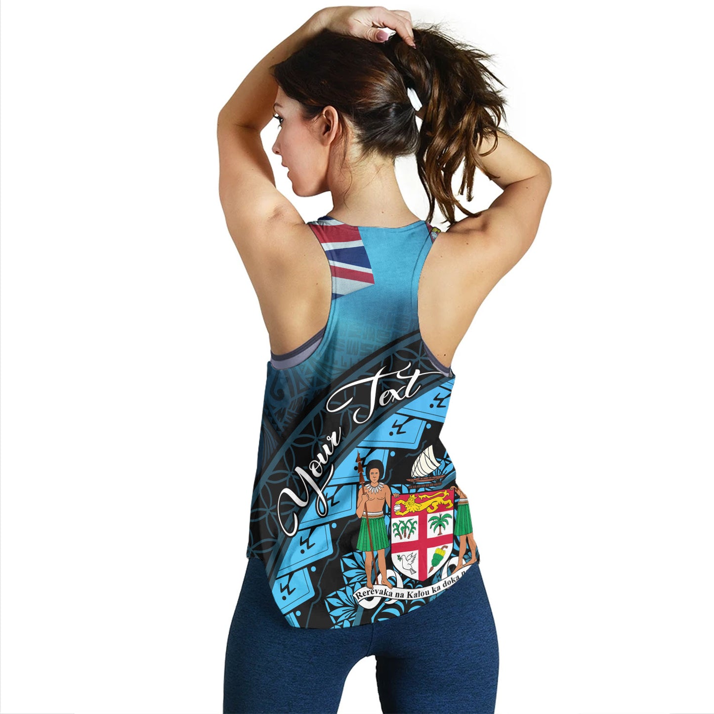 Fiji Custom Personalised Women Tank Bula Si'a Fijian Flag Tapa Patterns Style