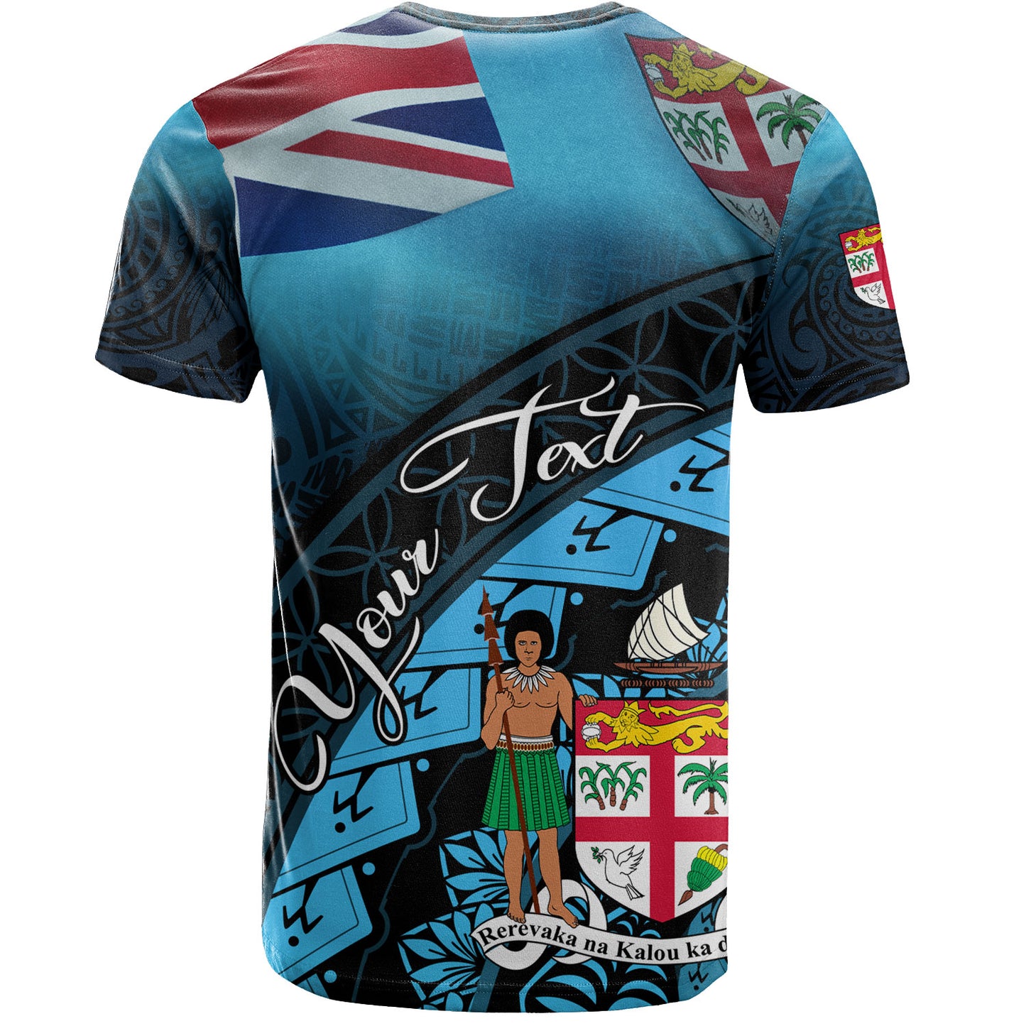 Fiji Custom Personalised T-Shirt Bula Si'a Fijian Flag Tapa Patterns Style