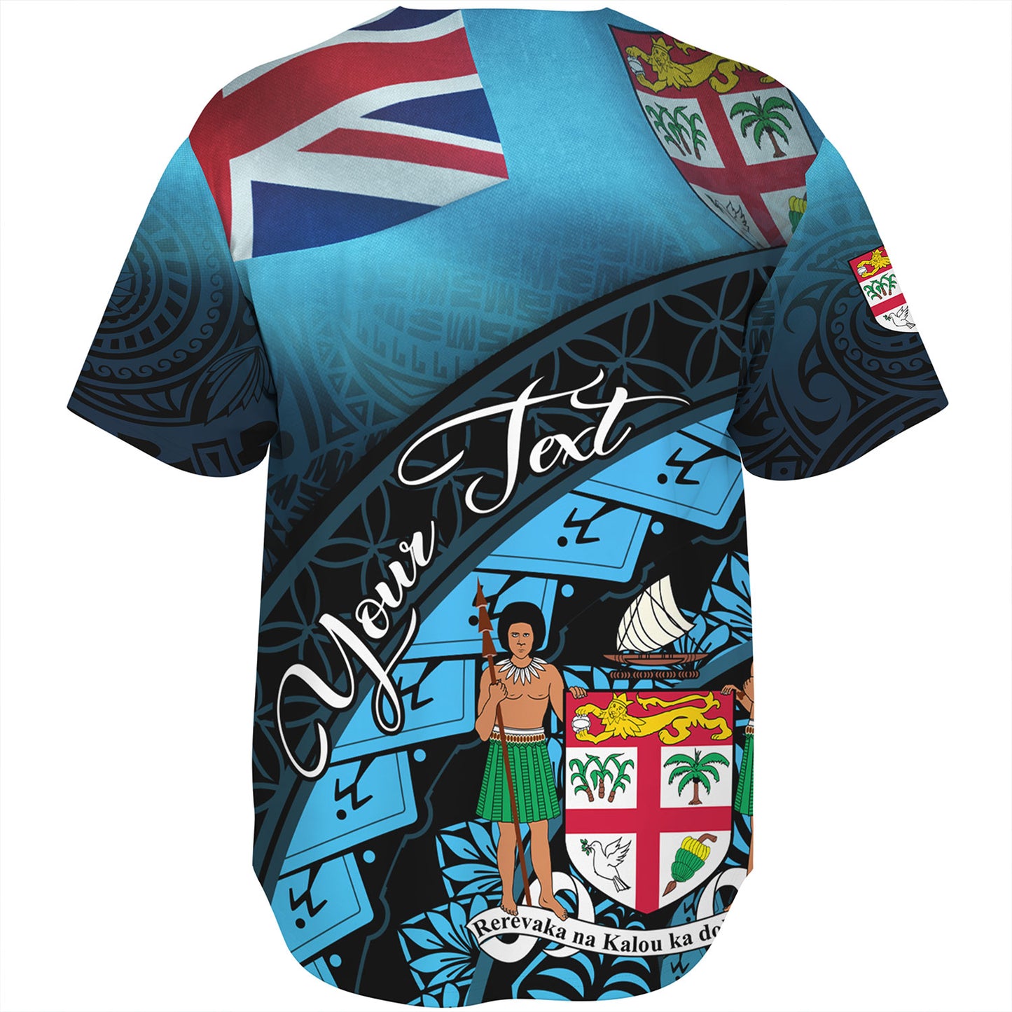 Fiji Custom Personalised Baseball Shirt Bula Si'a Fijian Flag Tapa Patterns Style