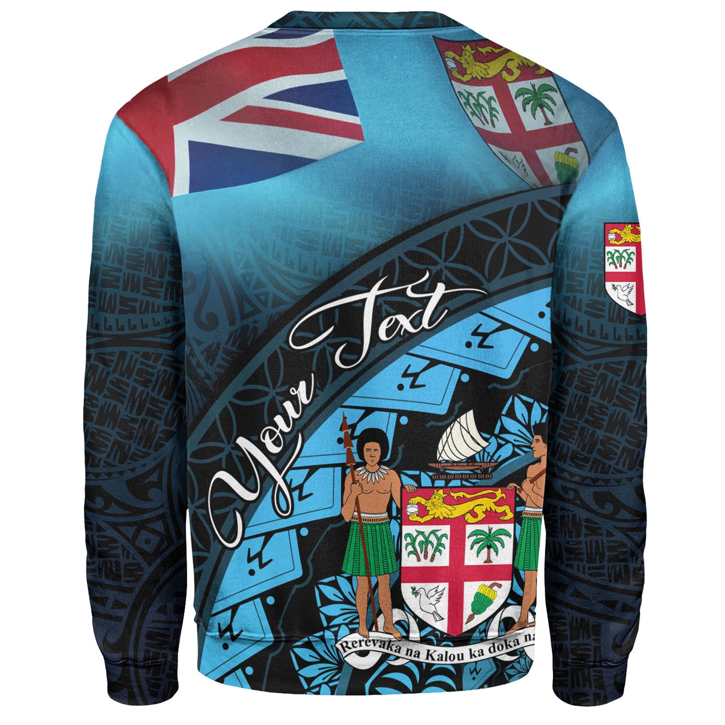 Fiji Custom Personalised Sweatshirt Bula Si'a Fijian Flag Tapa Patterns Style