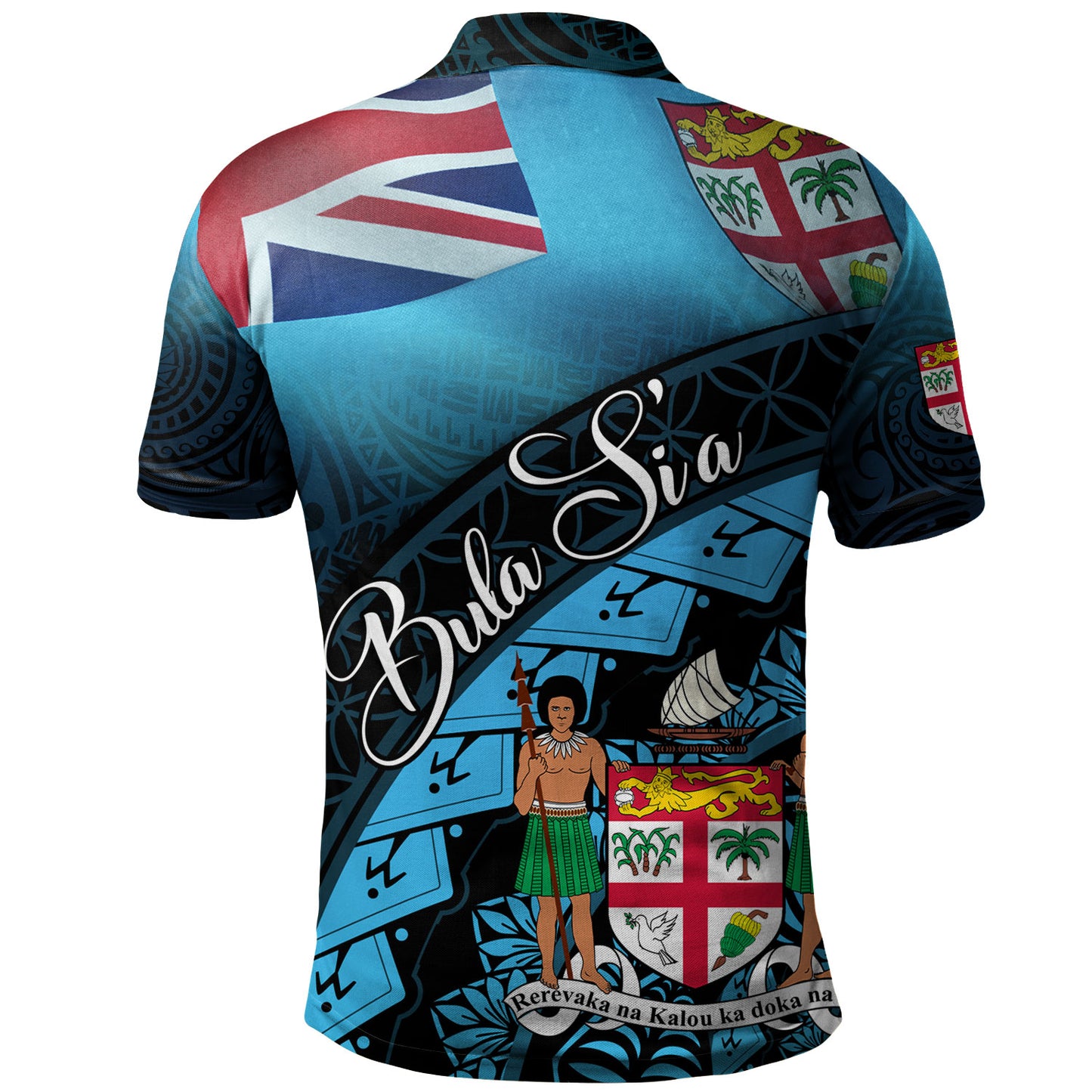 Fiji Custom Personalised Polo Shirt Bula Si'a Fijian Flag Tapa Patterns Style