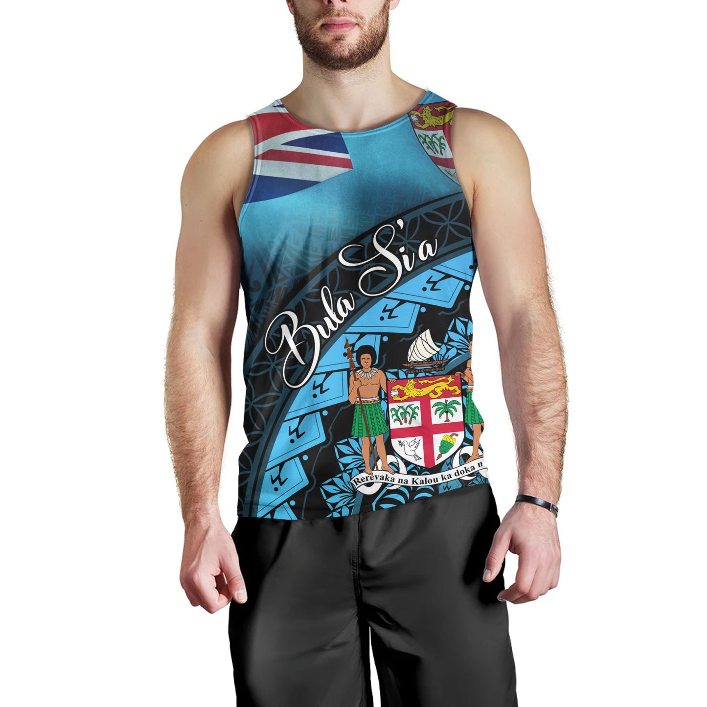 Fiji Custom Personalised Tank Top Bula Si'a Fijian Flag Tapa Patterns Style