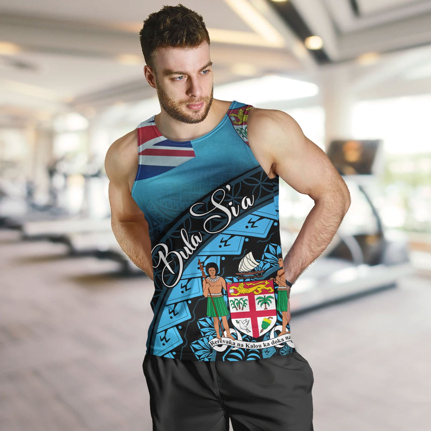 Fiji Custom Personalised Tank Top Bula Si'a Fijian Flag Tapa Patterns Style