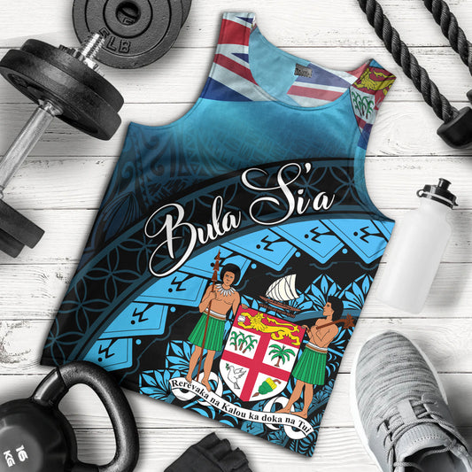 Fiji Custom Personalised Tank Top Bula Si'a Fijian Flag Tapa Patterns Style