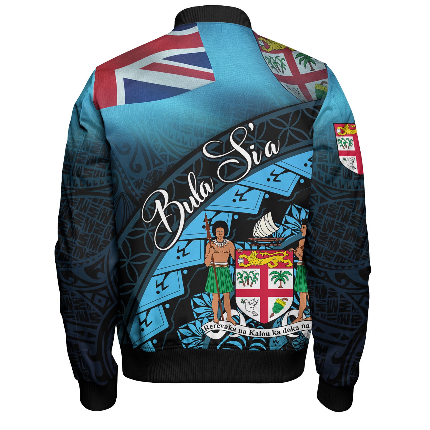 Fiji Custom Personalised Bomber Jacket Bula Si'a Fijian Flag Tapa Patterns Style