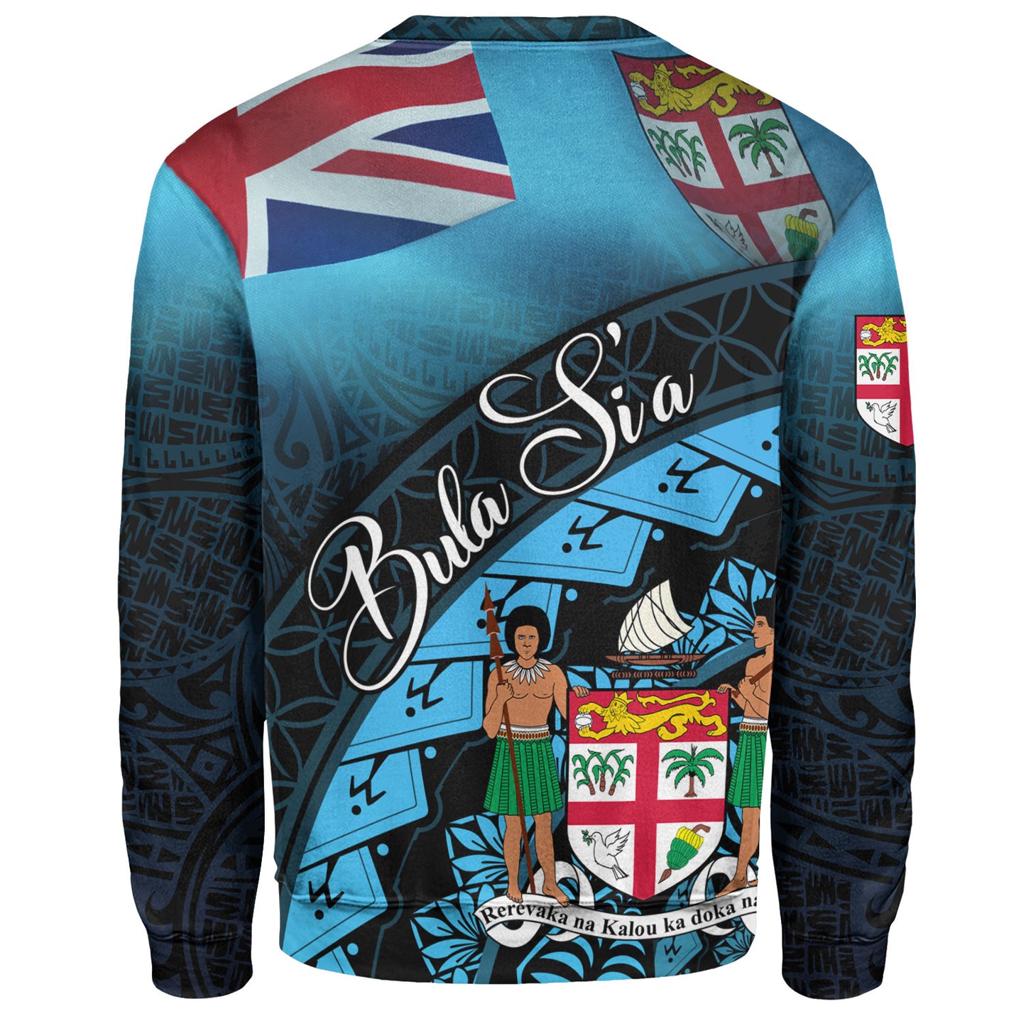 Fiji Custom Personalised Sweatshirt Bula Si'a Fijian Flag Tapa Patterns Style