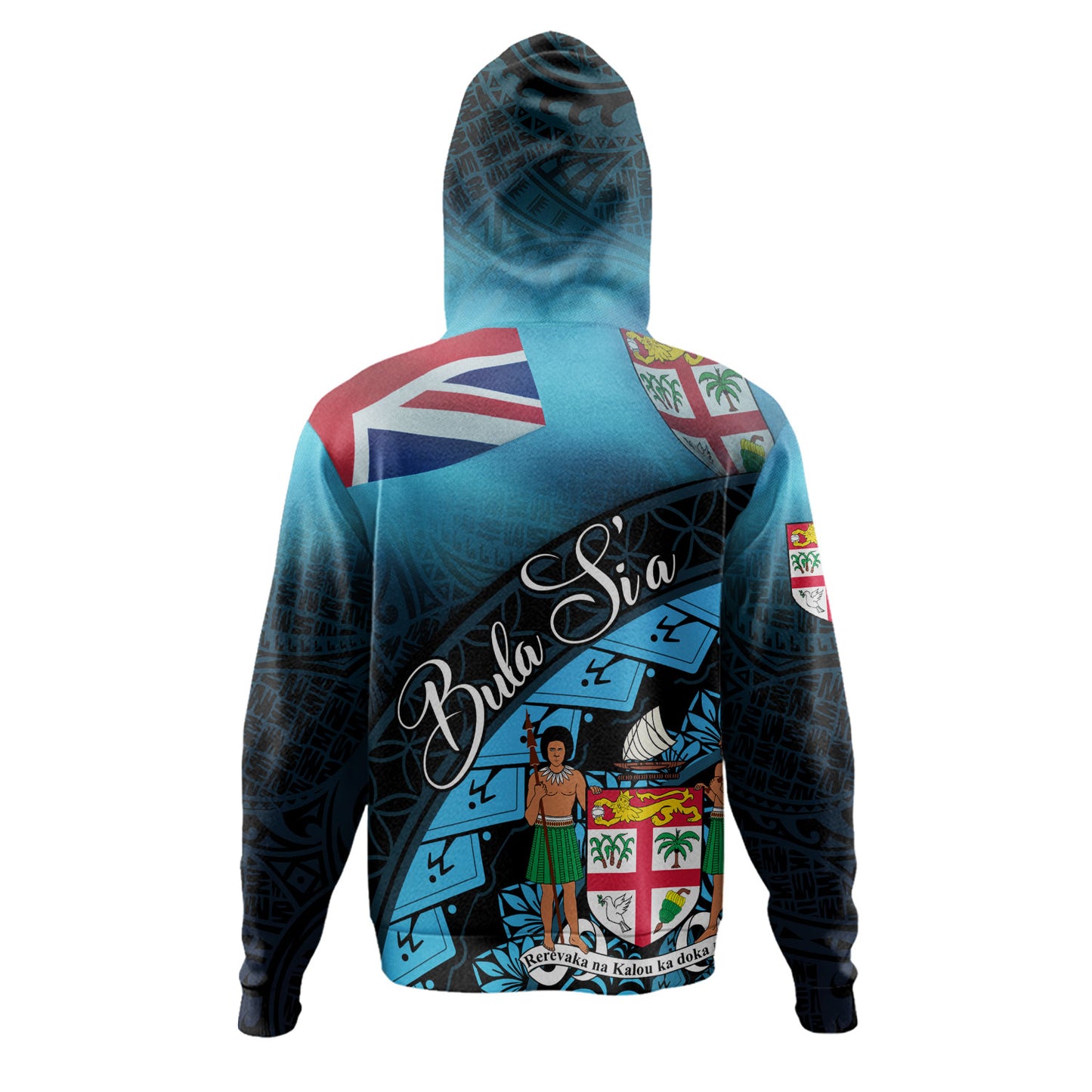 Fiji Custom Personalised Hoodie Bula Si'a Fijian Flag Tapa Patterns Style