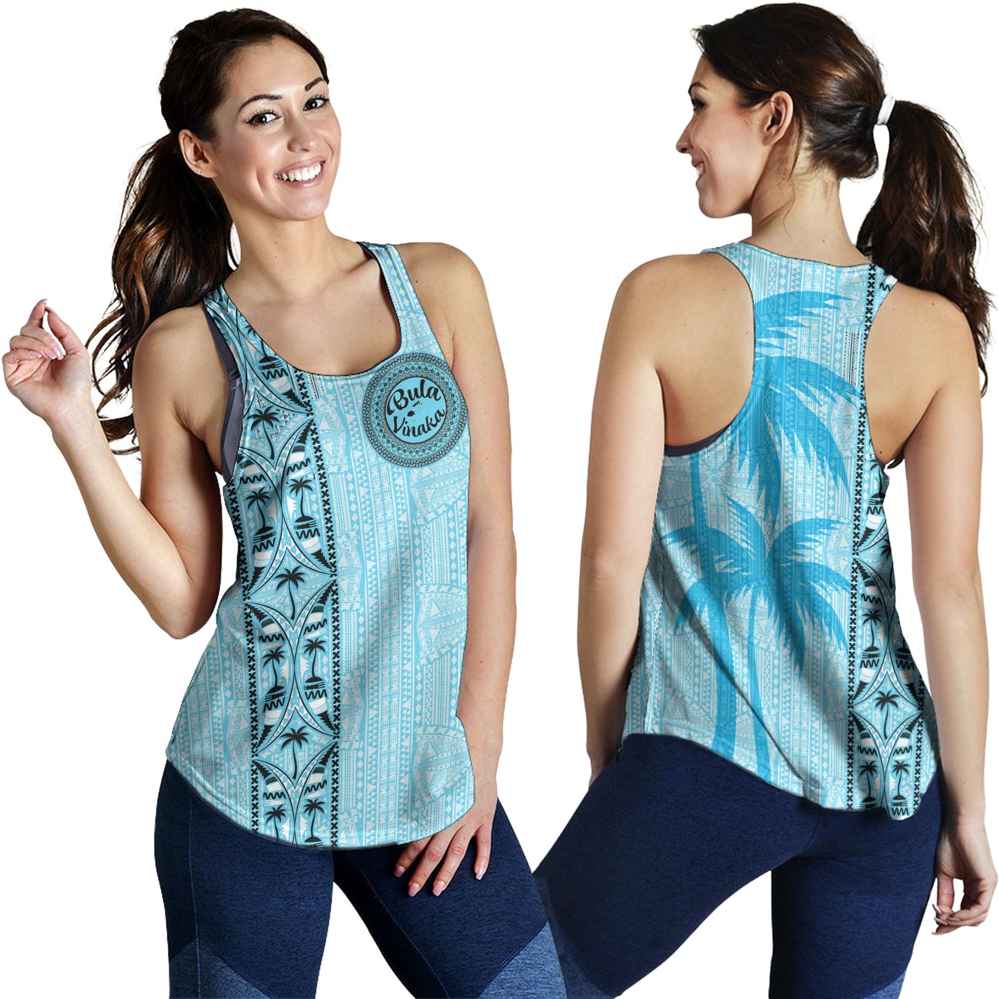 Fiji Women Tank Bula Vinaka Tapa Palms Designs