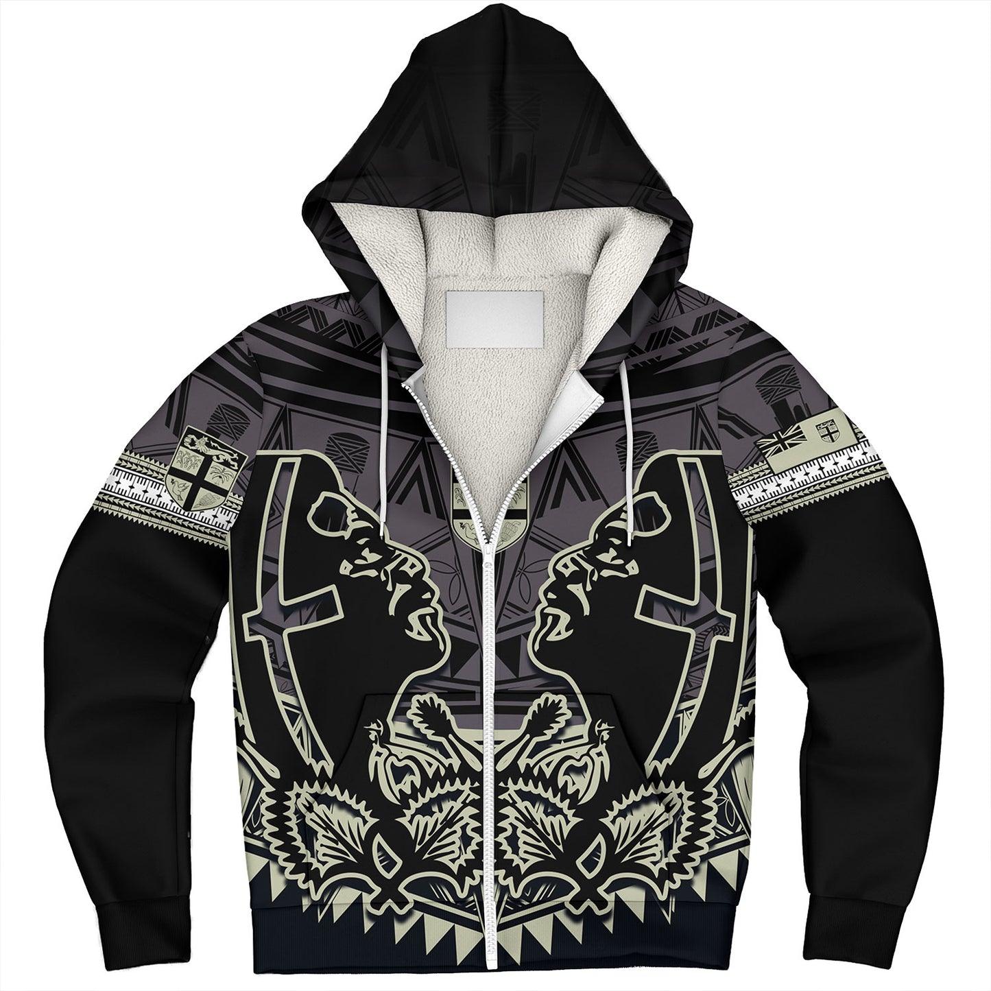 Fiji Sherpa Hoodie Fiji Bati Masi Tapa Style