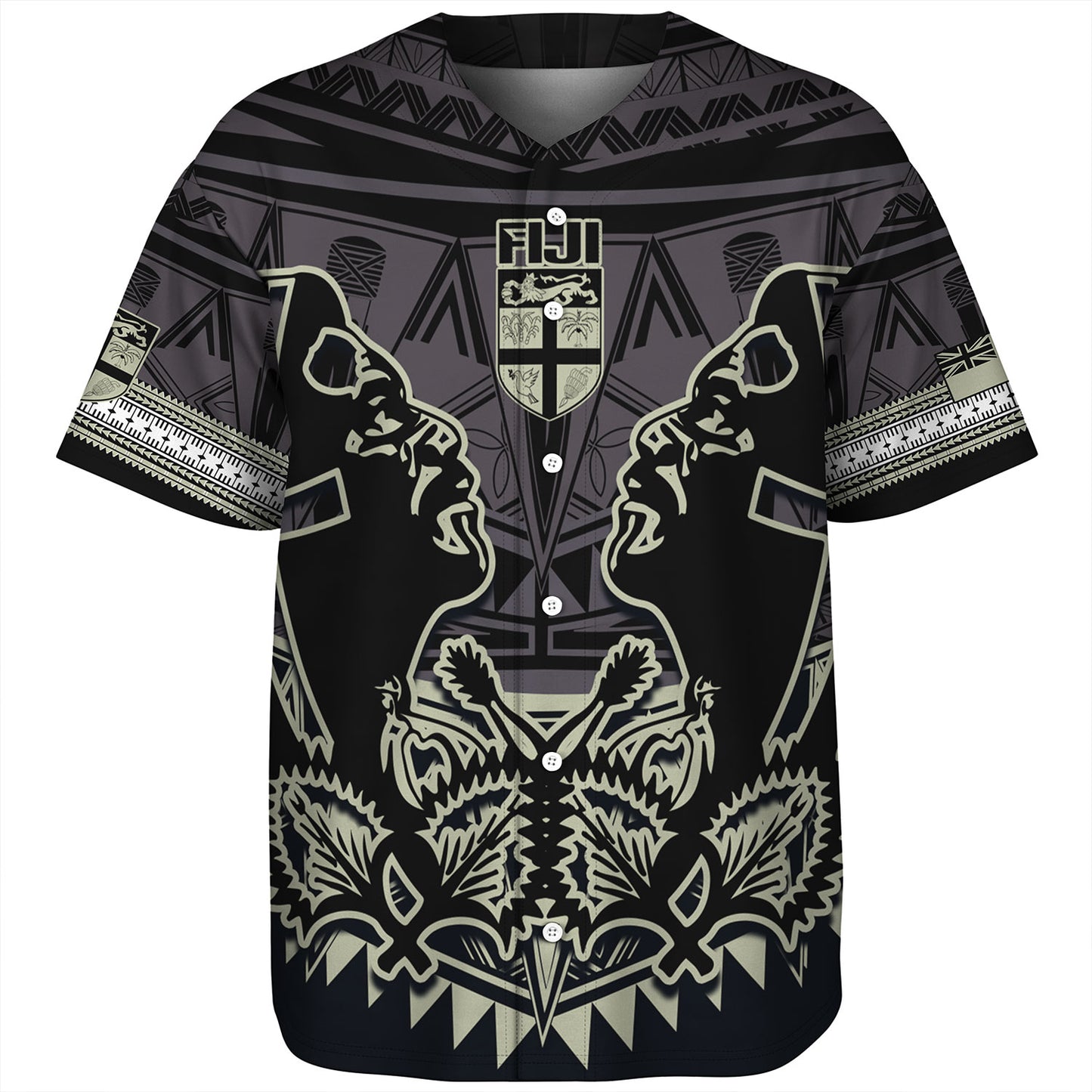 Fiji Baseball Shirt Fiji Bati Masi Tapa Style