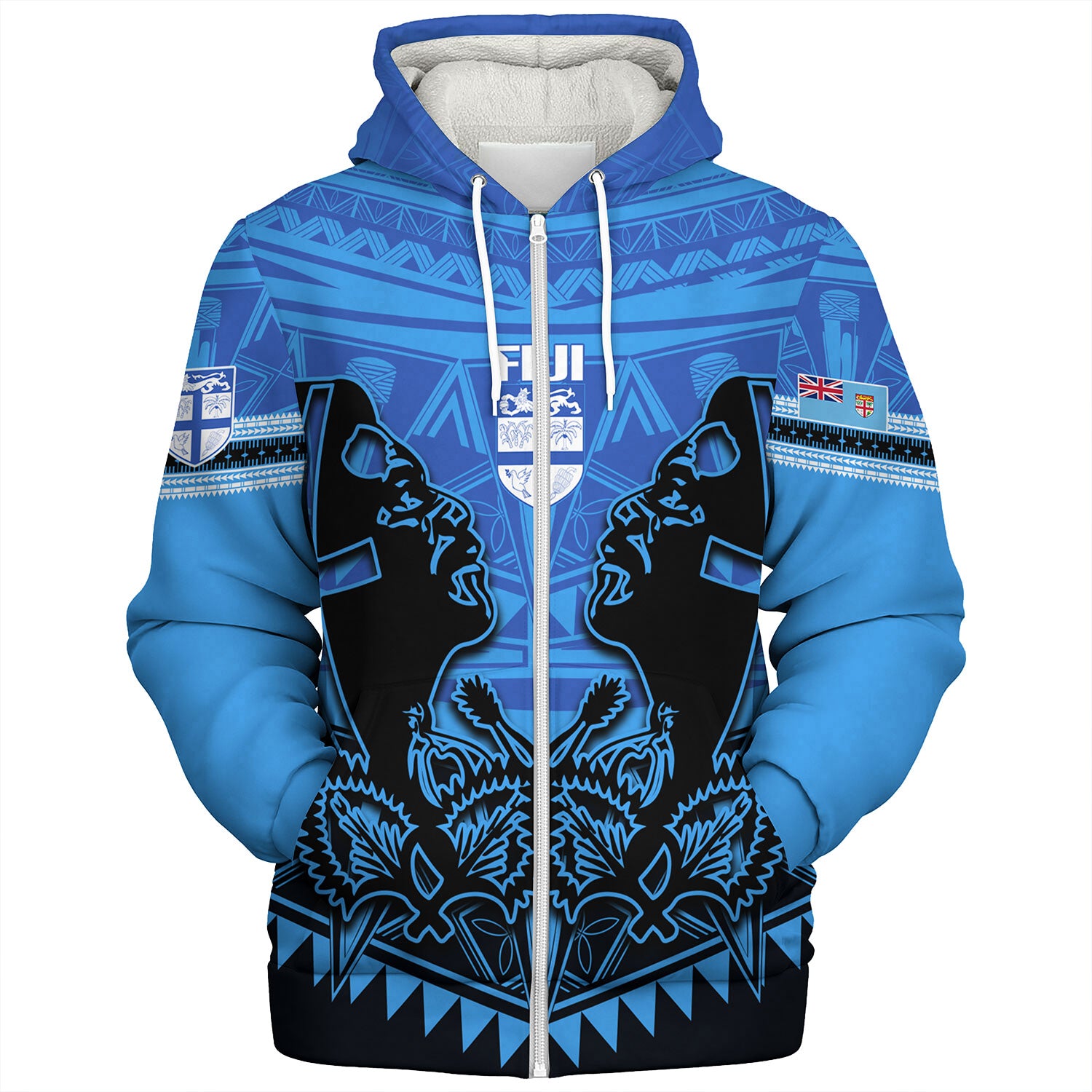 Fiji Sherpa Hoodie Fiji Bati Masi Tapa Style