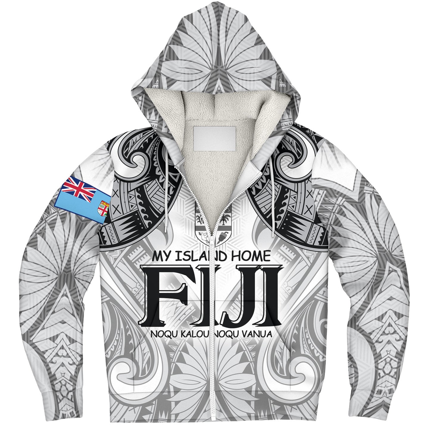 Fiji Sherpa Hoodie Fiji My Island Home Tribal Patterns