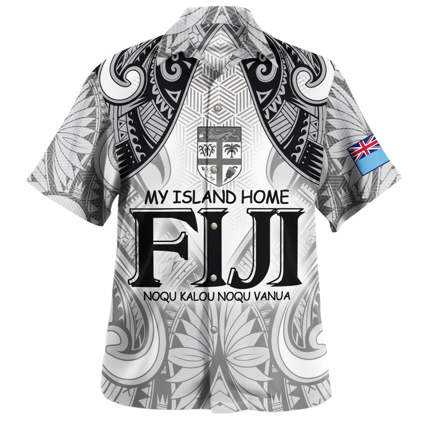 Fiji Hawaiian Shirt Fijian Tapa Patterns Palm Tree Design