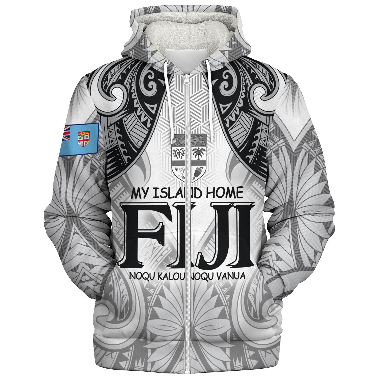 Fiji Sherpa Hoodie Fiji My Island Home Tribal Patterns