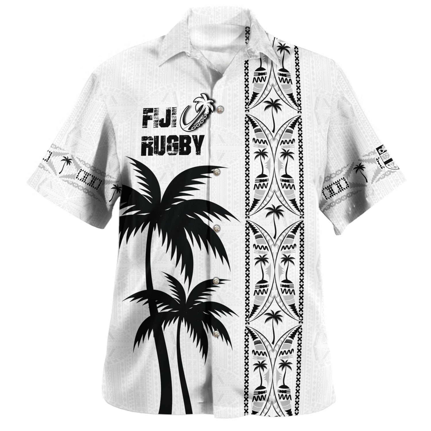 Fiji Custom Personalised Hawaiian Shirt Fijian Masi Palm Curve Style