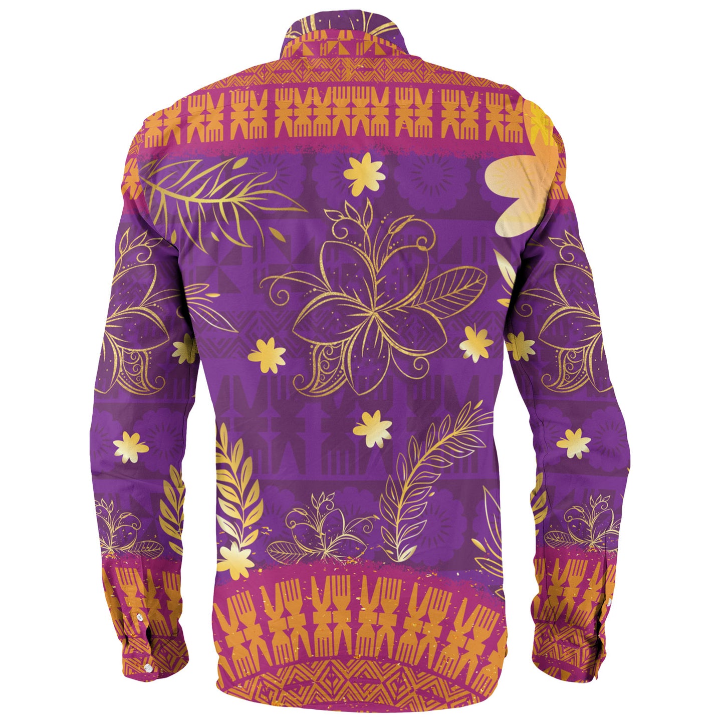 Fiji Long Sleeve Shirt Fiji Tapa Tropical Plumeria Flowers Bouquet
